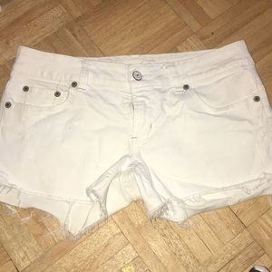American Eagle Distressed White Shorts